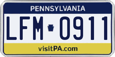 PA license plate LFM0911