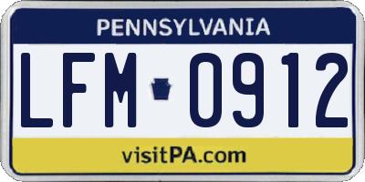PA license plate LFM0912