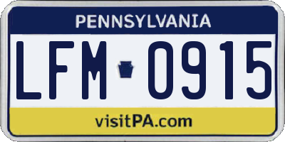 PA license plate LFM0915