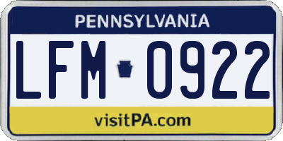 PA license plate LFM0922