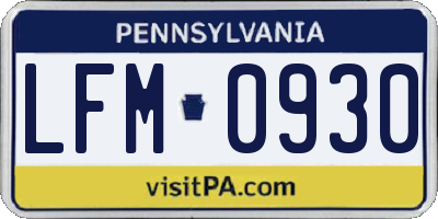 PA license plate LFM0930