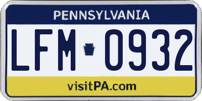 PA license plate LFM0932