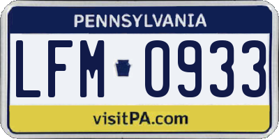 PA license plate LFM0933