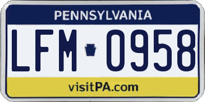 PA license plate LFM0958