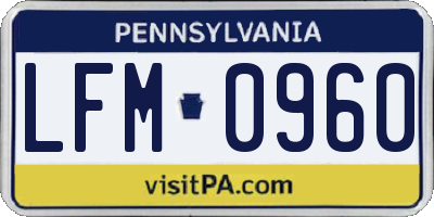 PA license plate LFM0960