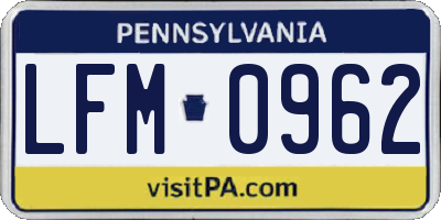 PA license plate LFM0962