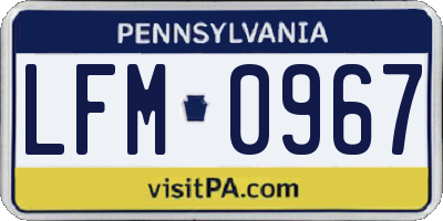PA license plate LFM0967