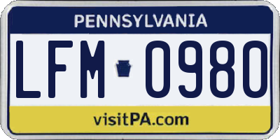 PA license plate LFM0980