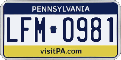 PA license plate LFM0981