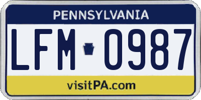 PA license plate LFM0987
