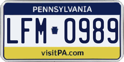 PA license plate LFM0989