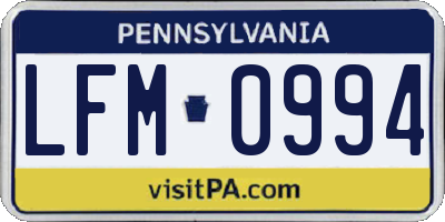 PA license plate LFM0994