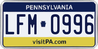 PA license plate LFM0996