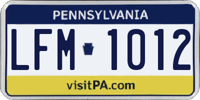 PA license plate LFM1012