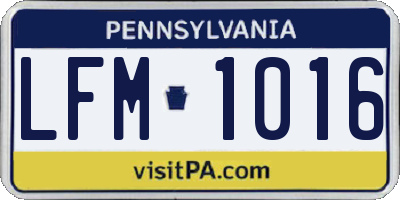 PA license plate LFM1016