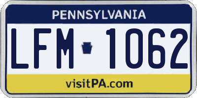 PA license plate LFM1062