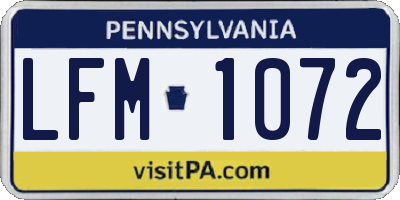 PA license plate LFM1072