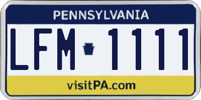 PA license plate LFM1111