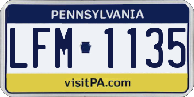 PA license plate LFM1135