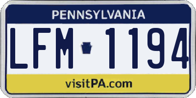 PA license plate LFM1194