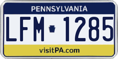 PA license plate LFM1285