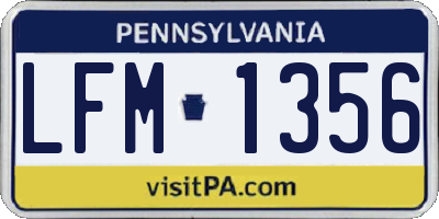 PA license plate LFM1356