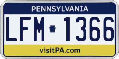 PA license plate LFM1366