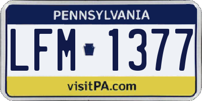 PA license plate LFM1377