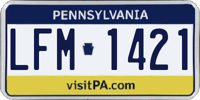 PA license plate LFM1421