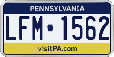 PA license plate LFM1562