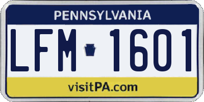PA license plate LFM1601