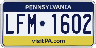 PA license plate LFM1602