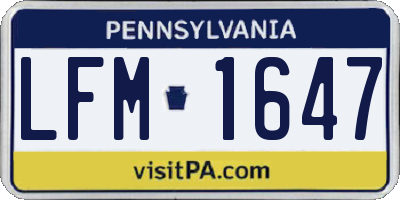 PA license plate LFM1647