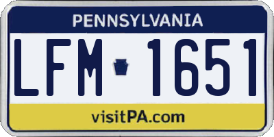 PA license plate LFM1651