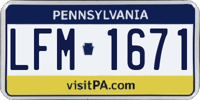 PA license plate LFM1671