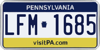 PA license plate LFM1685
