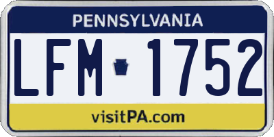 PA license plate LFM1752