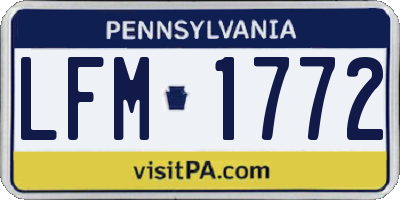 PA license plate LFM1772