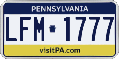 PA license plate LFM1777