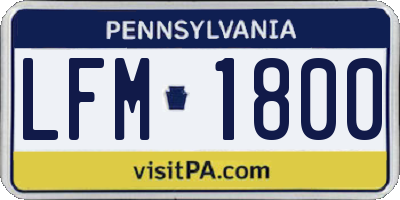 PA license plate LFM1800