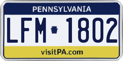 PA license plate LFM1802