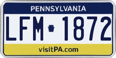 PA license plate LFM1872