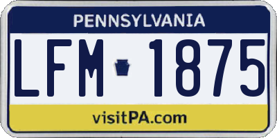 PA license plate LFM1875