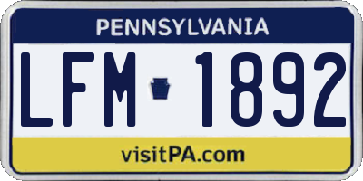 PA license plate LFM1892