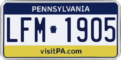 PA license plate LFM1905
