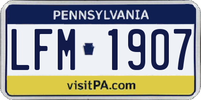 PA license plate LFM1907