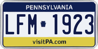 PA license plate LFM1923
