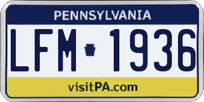 PA license plate LFM1936