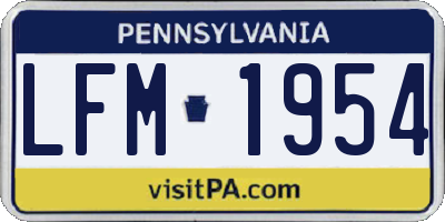 PA license plate LFM1954