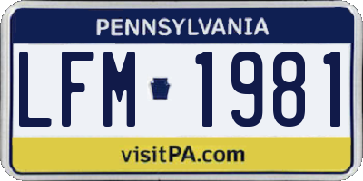 PA license plate LFM1981